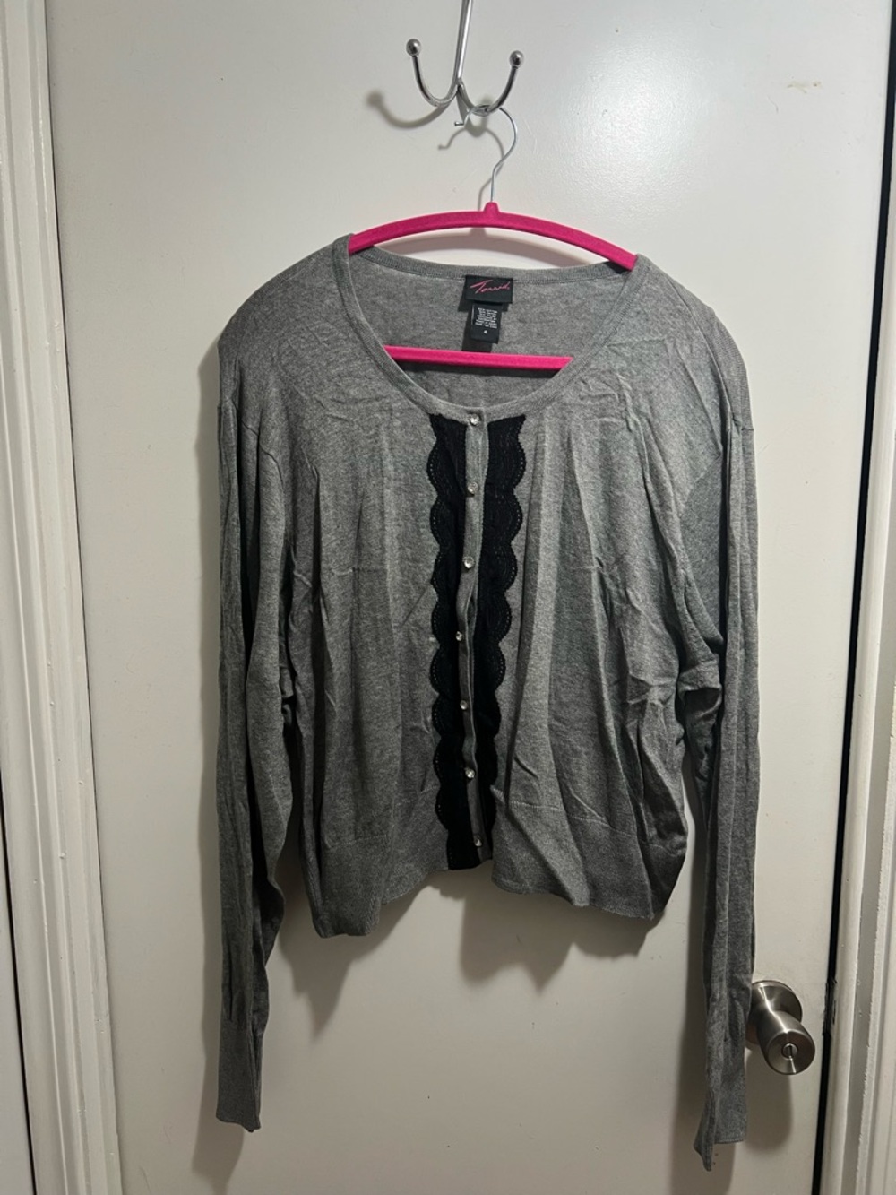 torrid Gray Cardigan with Black Trim